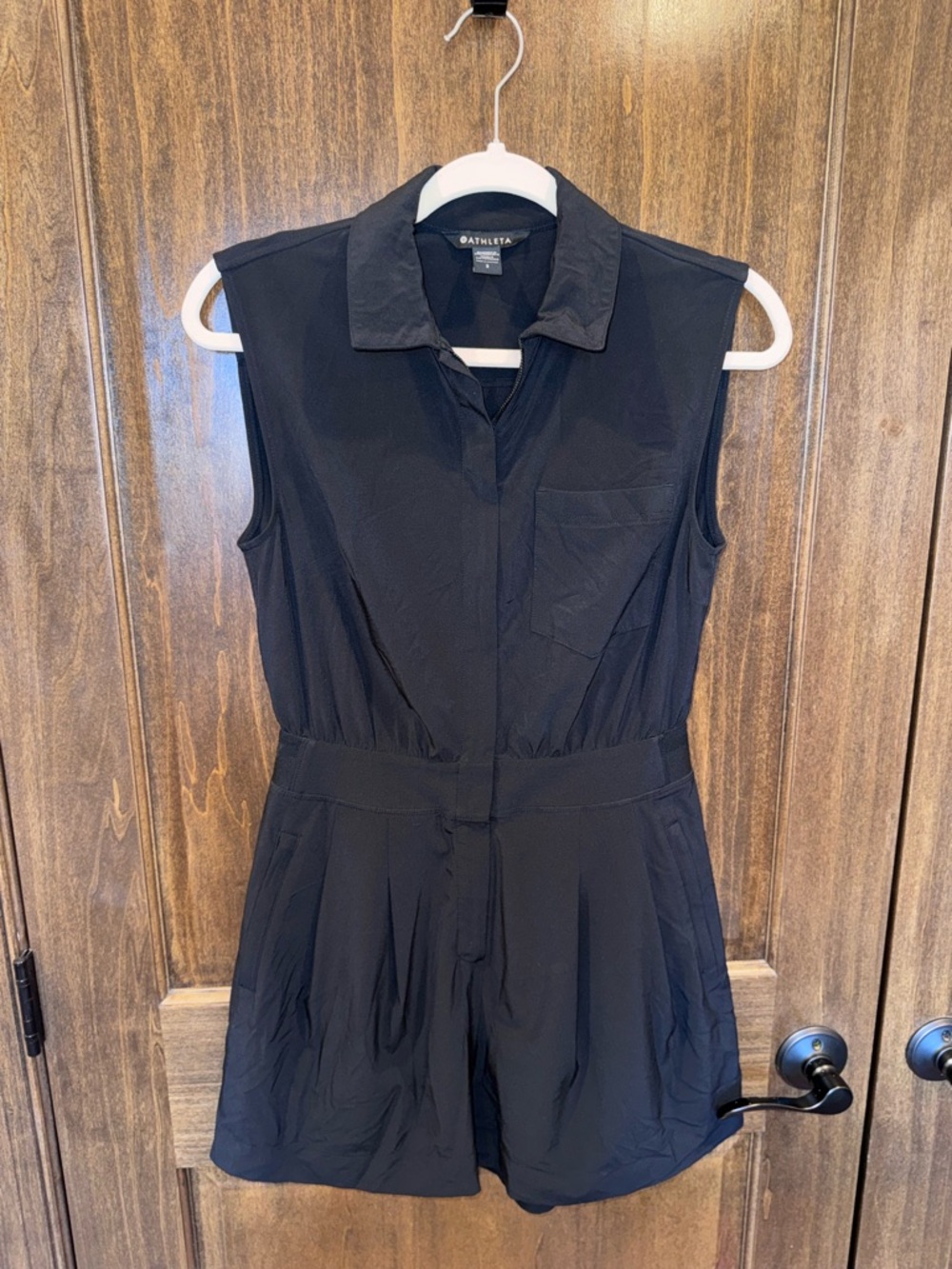 Athleta Black Sleeveless Collared Romper